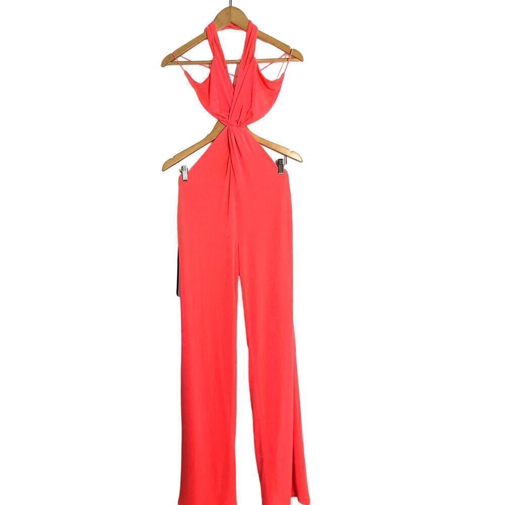 SER.O.YA Jumpsuit Sleeveless Halter Neck Backless Wide Leg Metallic Small